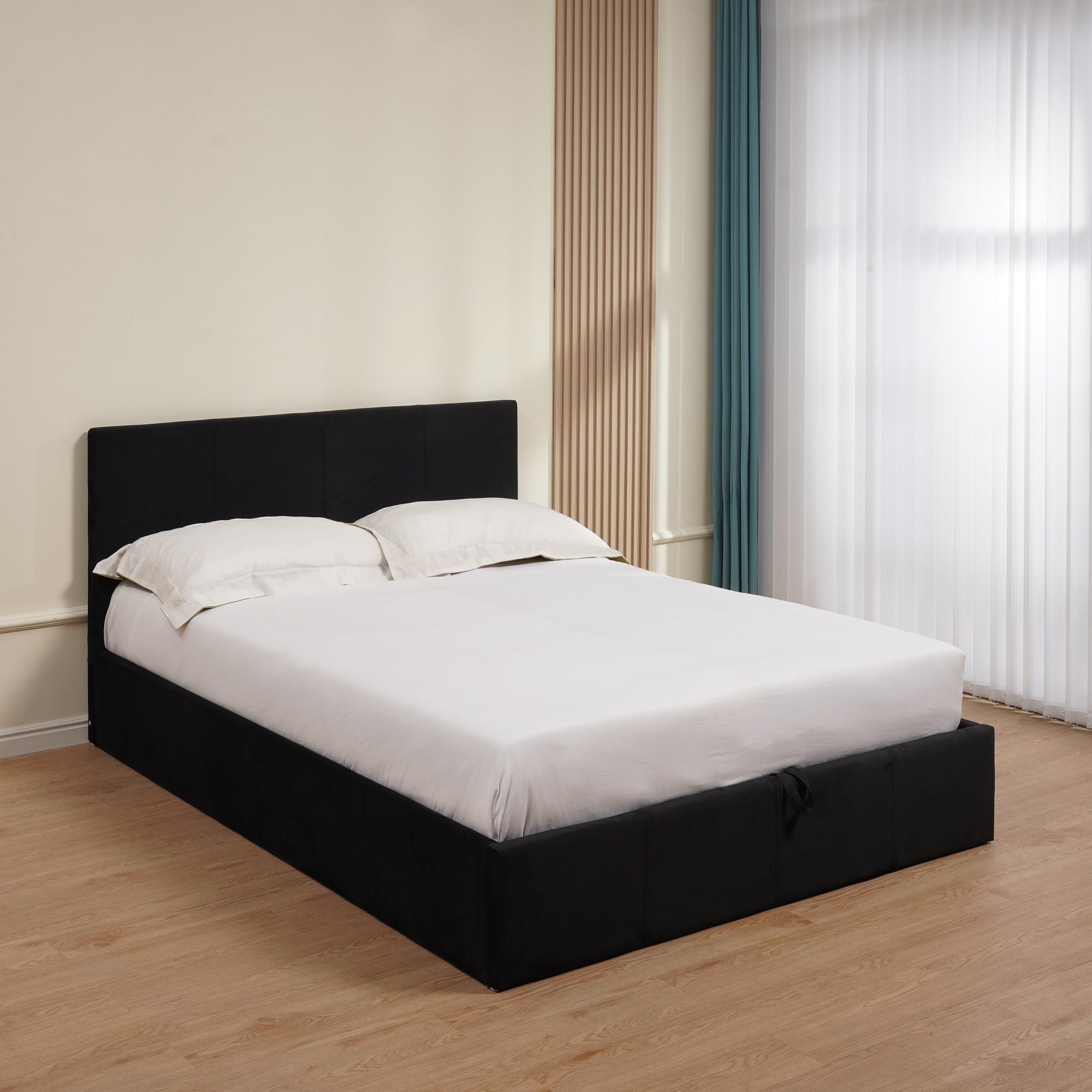 LIT COFFRE BASTIEN VELOURS NOIR 140X190