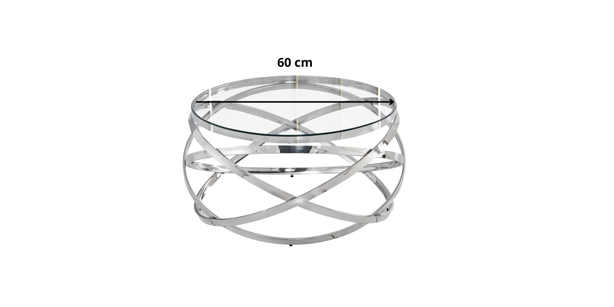 TABLE BASSE EVOL CHROME TRANSPARENT 60 CM