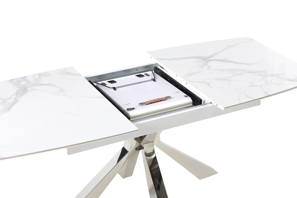 Table extensible BIANCA Chrome plateau Céramique