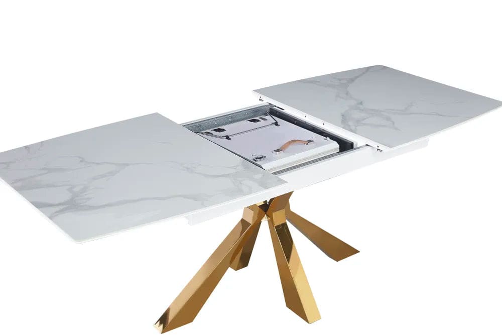 Table extensible BIANCA Gold plateau Céramique