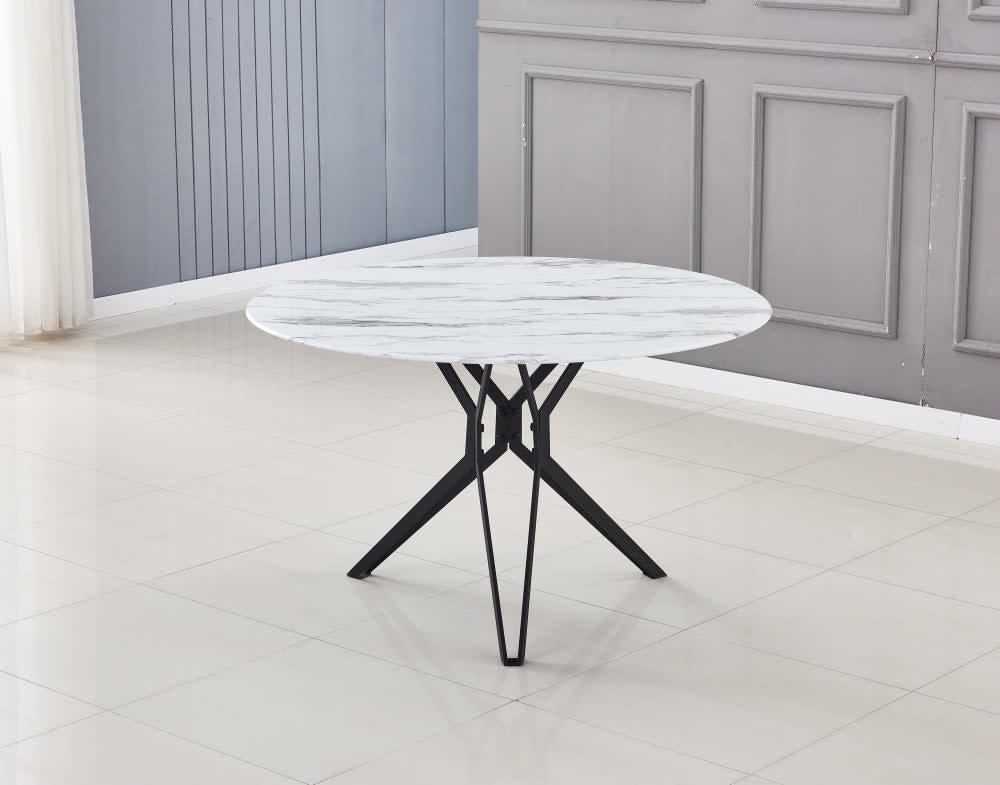 Table à Manger ronde ELECTRA verre effet marbré 120x75 cm