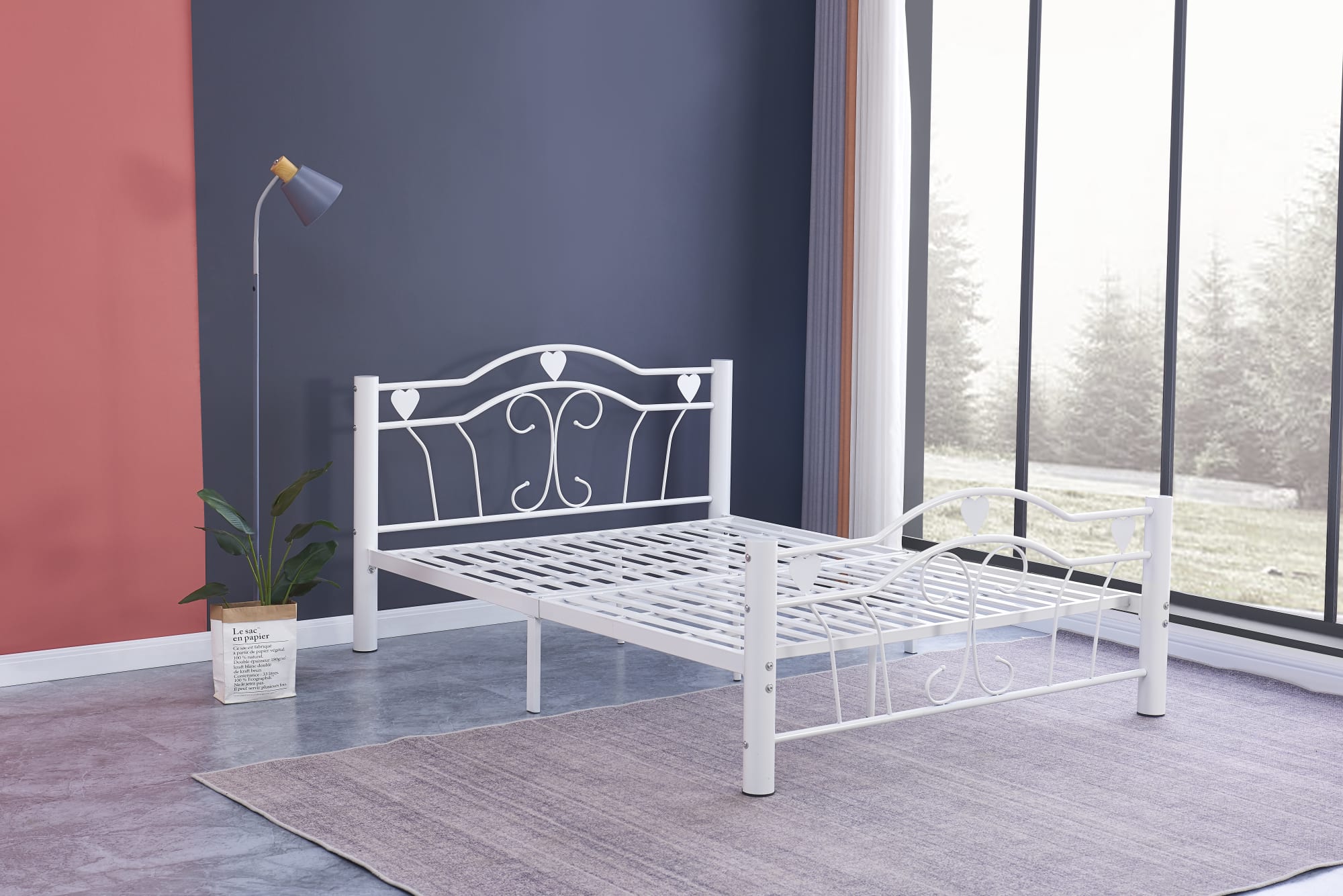 LIT METAL HERCULE BLANC 160X200cm