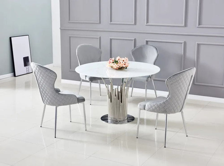 Table à manger ronde FLUTE Chrome