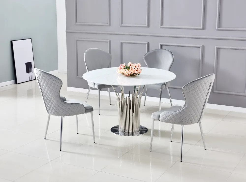 Table à manger ronde FLUTE Chrome