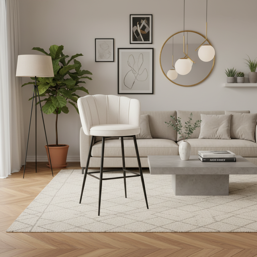 TABOURET DE BAR NYMPHEA  METAL NOIR DOUDOU HAUTEUR 65cm