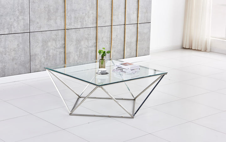 TABLE BASSE ALINA CHROME TRANSPARENT 100x100x45 cm