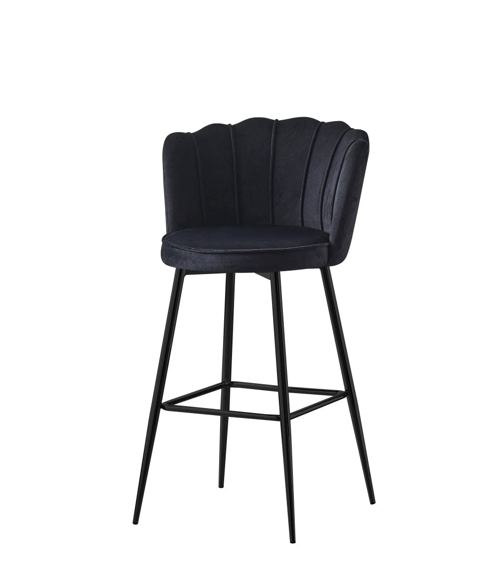 Lot de 2 tabourets de bar NYMPHEA Métal noir en velours