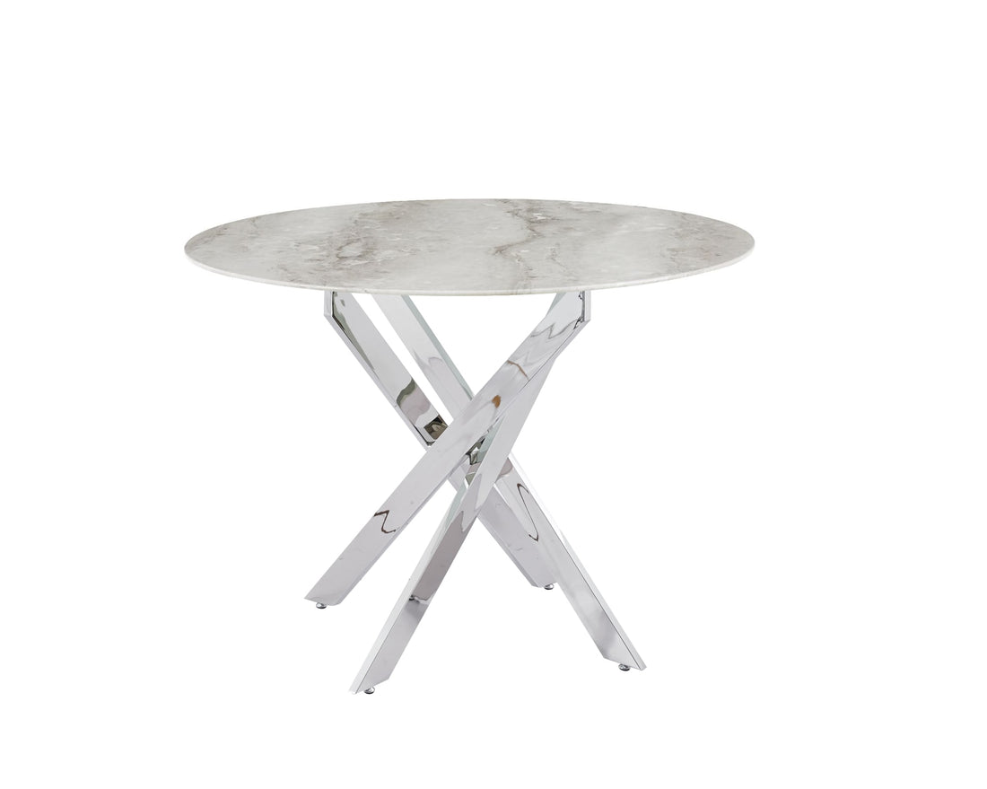 TABLE REPAS JESSICA CHROME MARBRE GREIGE 100x75cm