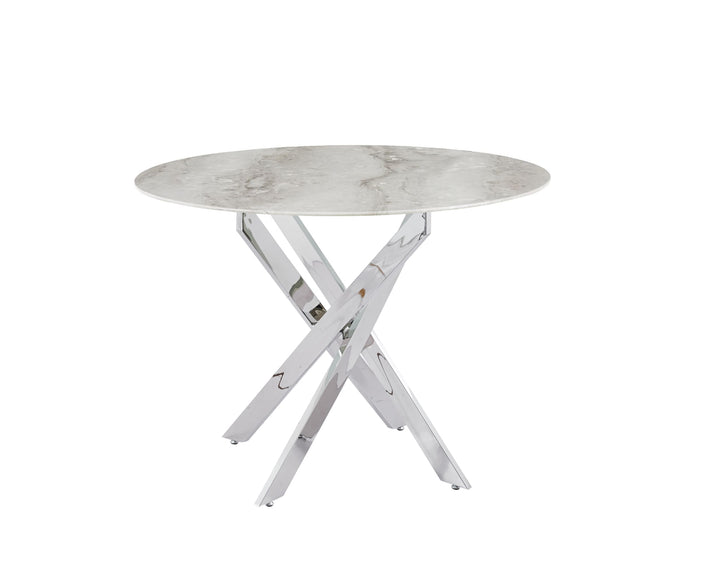 TABLE REPAS JESSICA CHROME MARBRE GREIGE 100x75cm