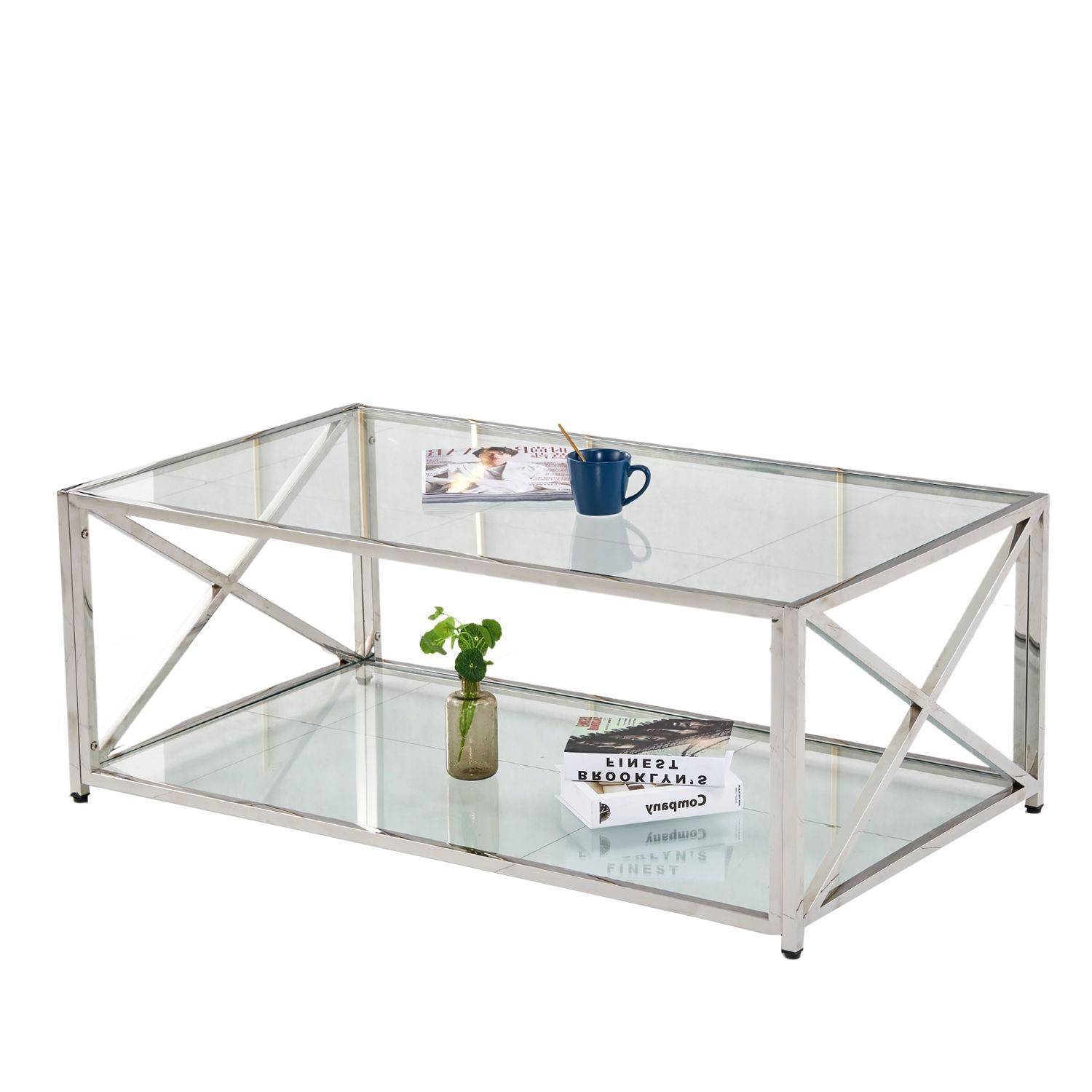 TABLE BASSE KENSY CHROME TRANSPARENT 120x70 cm