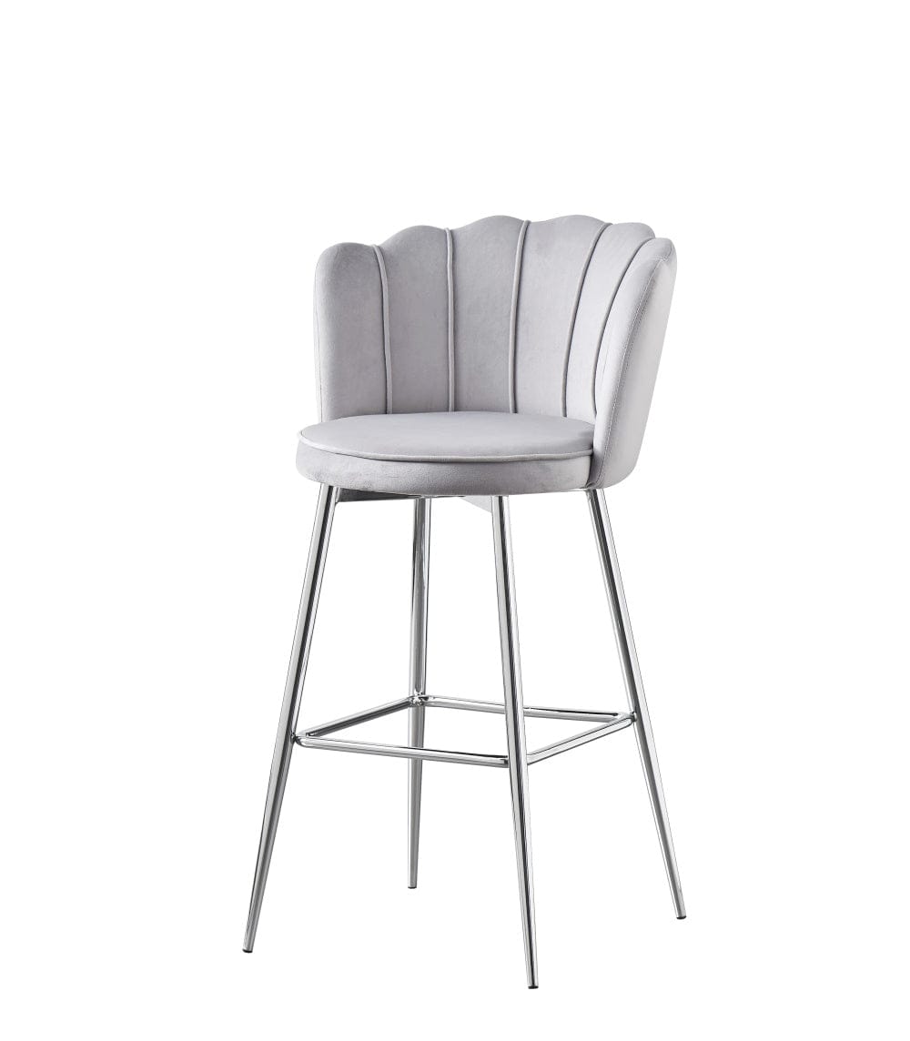 Lot de 2 tabourets de bar NYMPHEA Chrome en velours