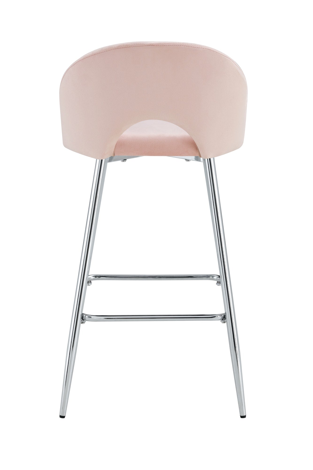 TABOURET DE BAR TEDDY PIED CHROME VELOURS ROSE