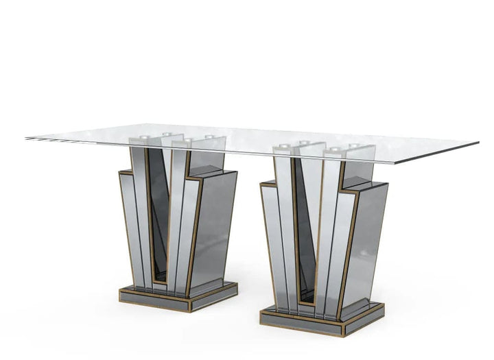 Table à manger GALAXY miroir plateau transparent