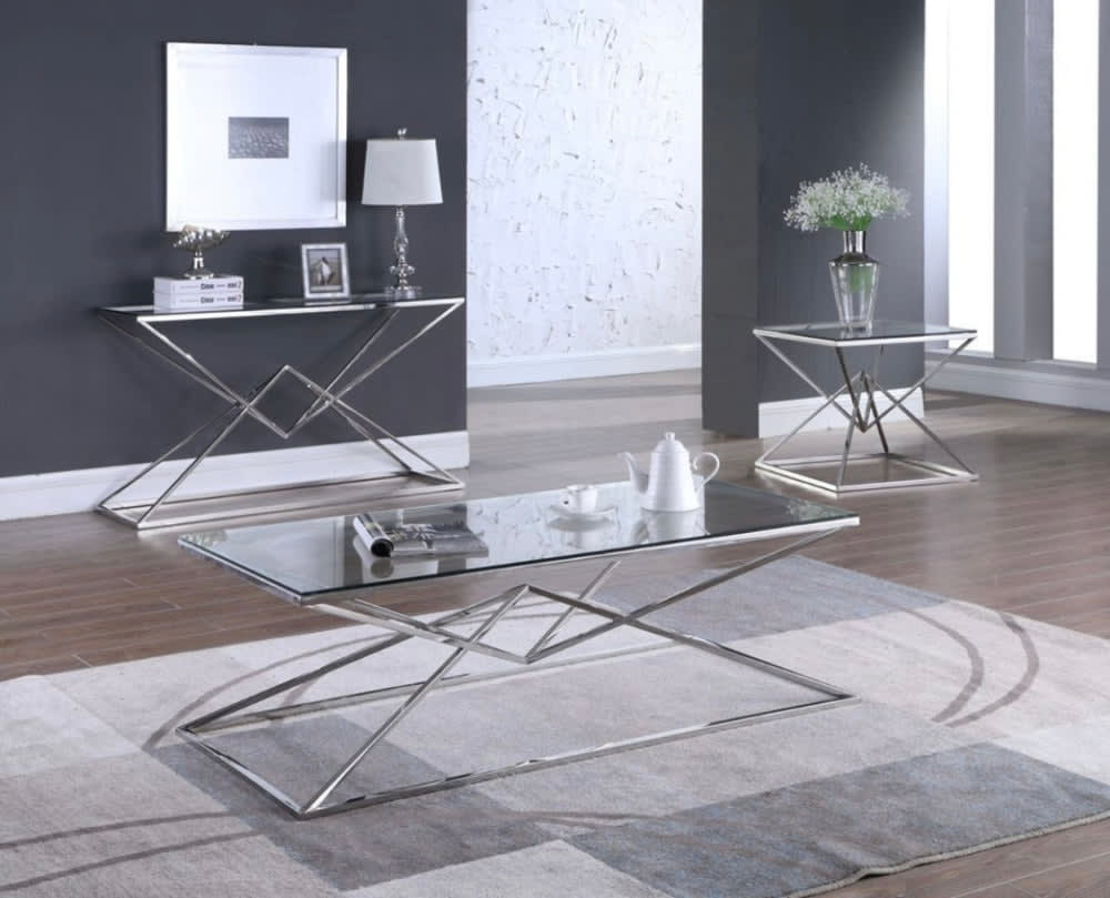 Table basse Rectangle PYRAMIDE Chrome 120cm