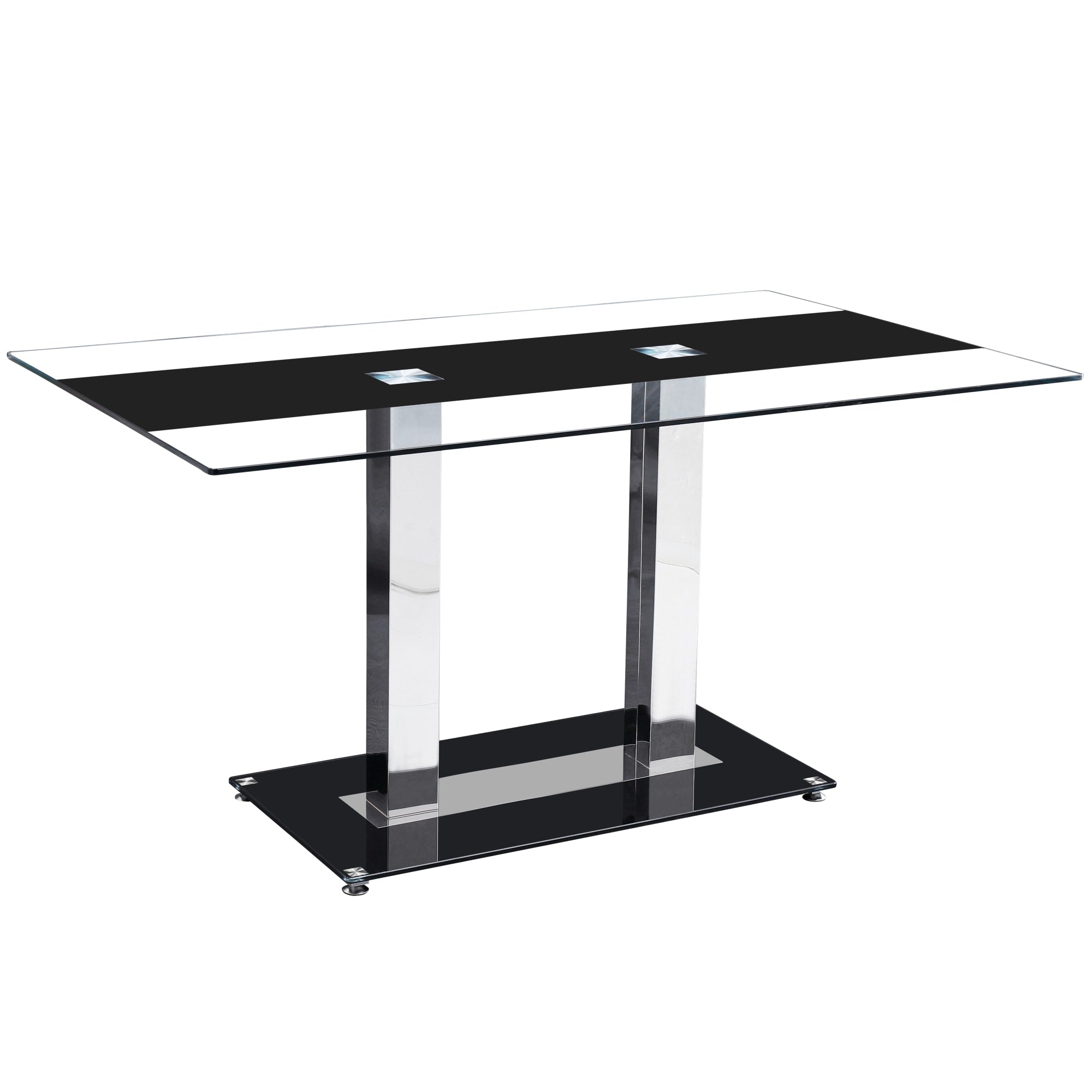 TABLE REPAS MAXENCE NOIR TRANSPARENT 150x90x75 cm