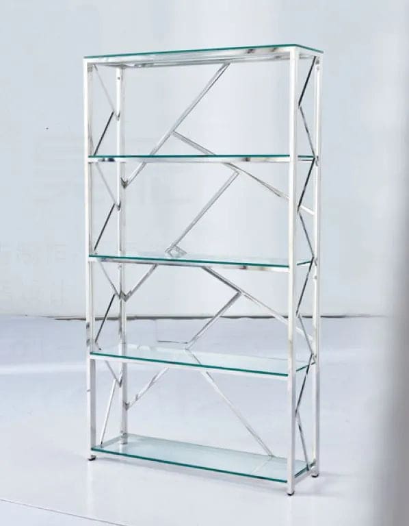 Bibliothèque GEOMAG 4 étagères en verre transparent