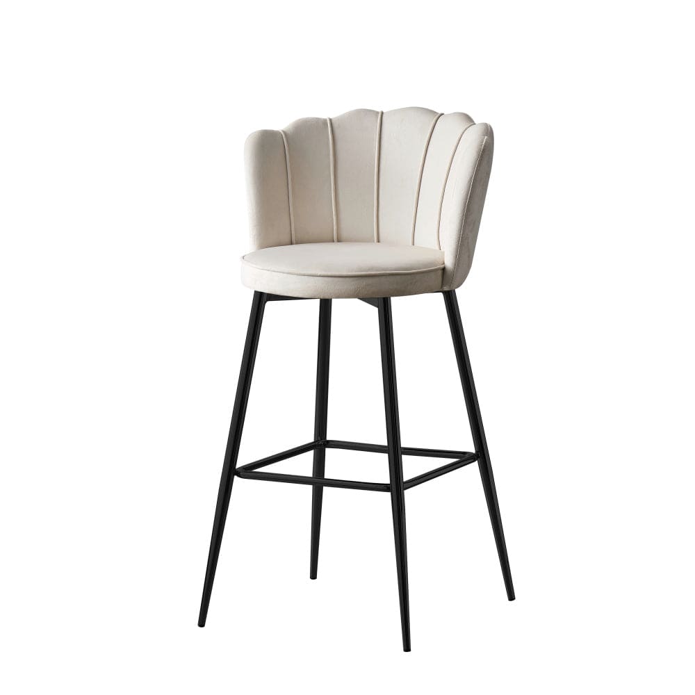 Lot de 2 tabourets de bar NYMPHEA Métal noir en velours