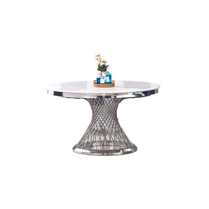 TABLE REPAS DELUXE CHROME MARBRE BLANC 130x75 cm