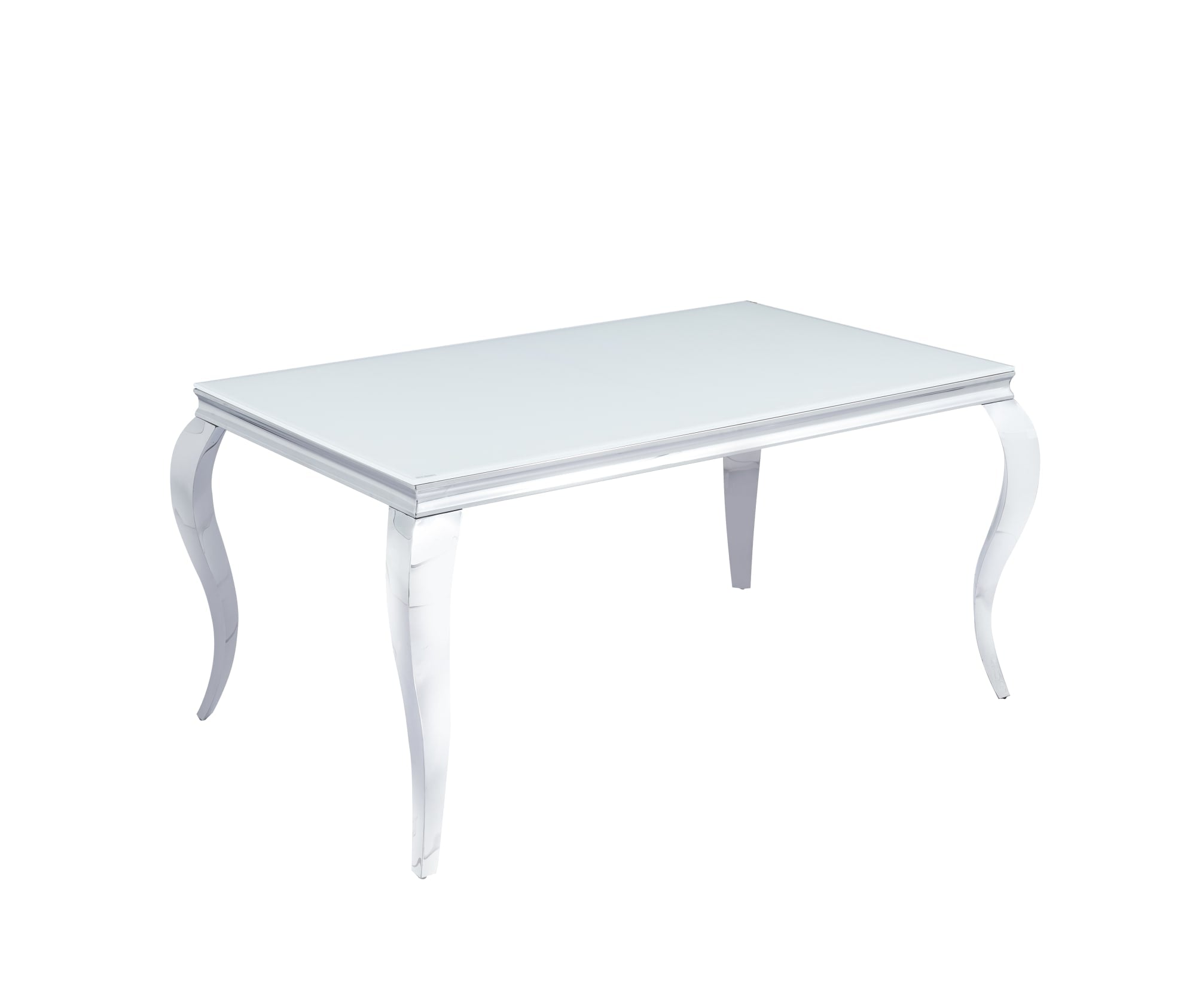 TABLE REPAS BAROQUE CHROME BLANC ULRTA 180x90x75 cm