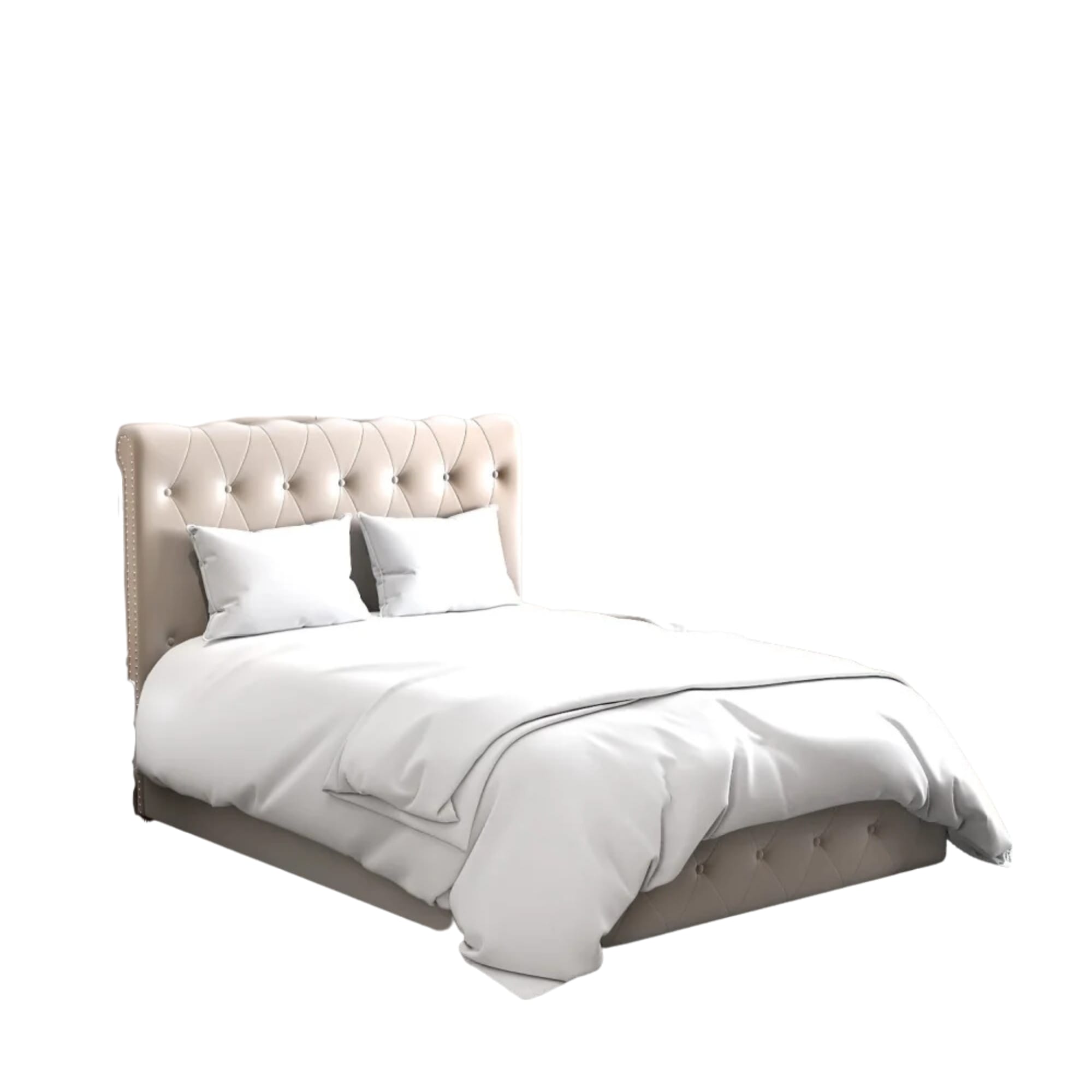 LIT COFFRE CORSICA EN VELOURS BEIGE 90X190CM