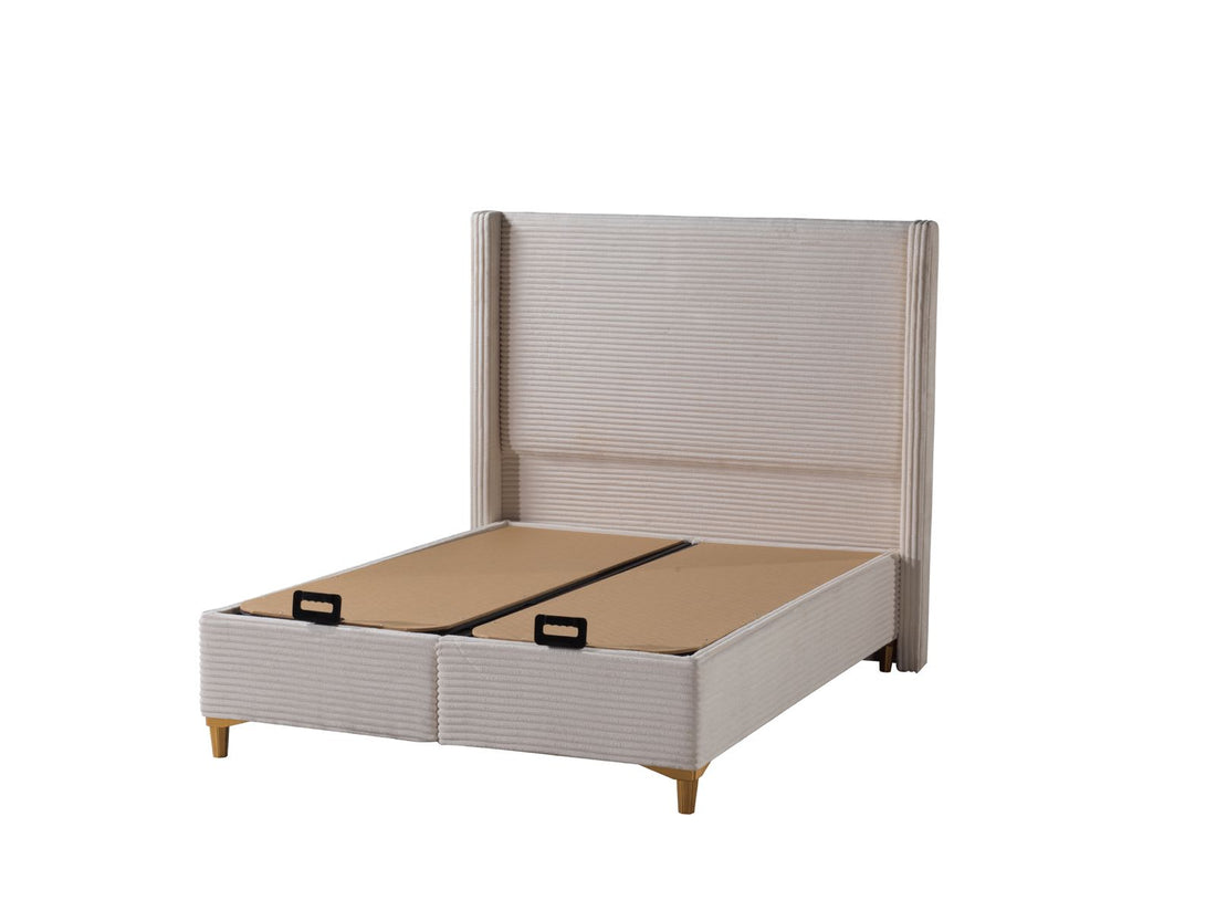 LIT COFFRE VENUS COTELE BEIGE 160X200CM