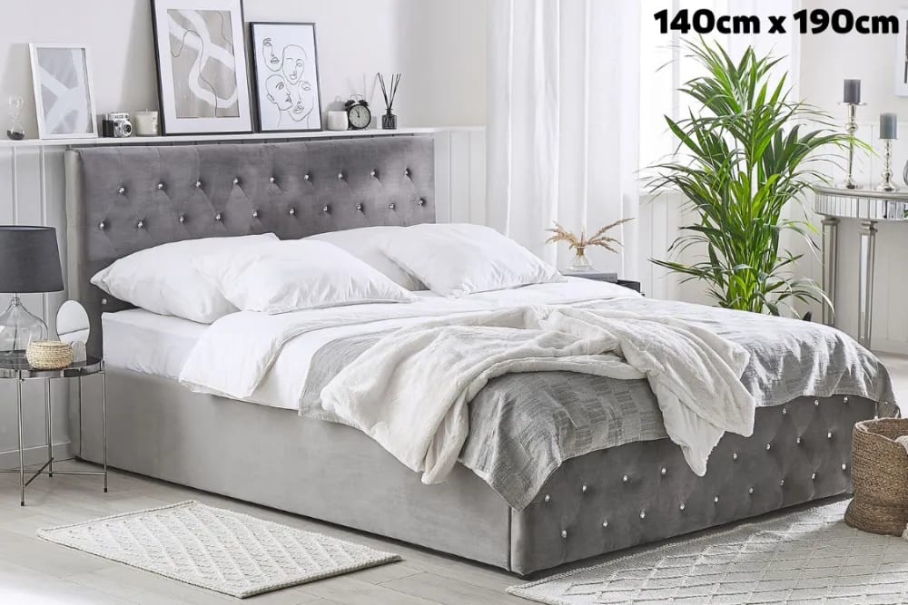 Lit 2 places 140x190 cm PRESTIGE velours  sommier inclus