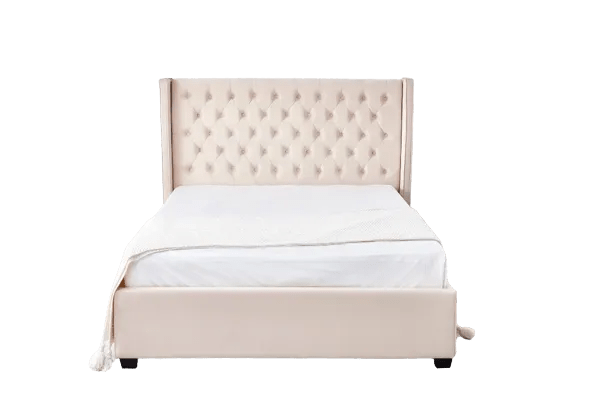 Lit capitonné 140x190 cm ERES en velours clouté sommier inclus