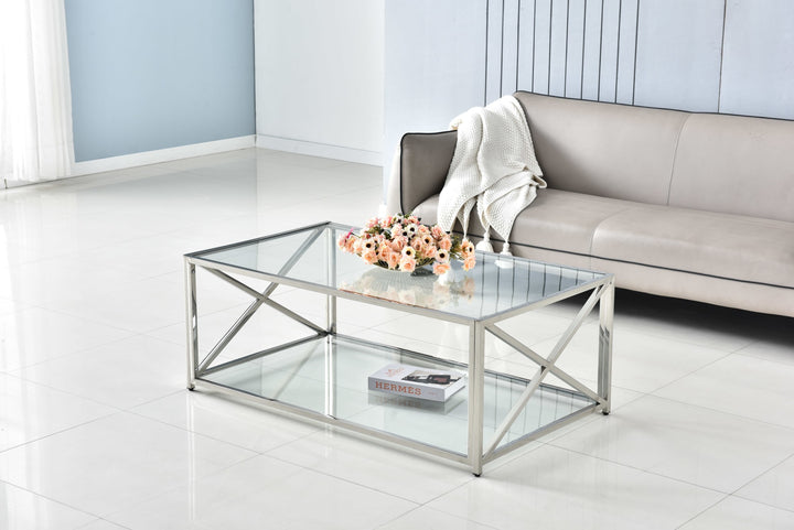 TABLE BASSE KENSY CHROME TRANSPARENT 120x70 cm