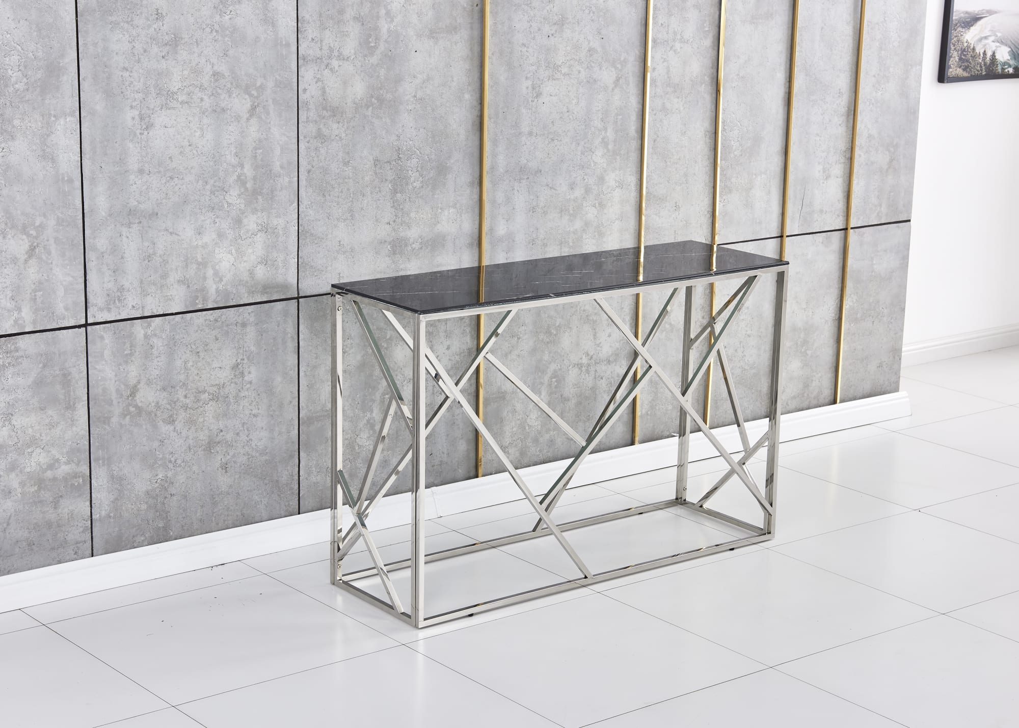 CONSOLE GEOMAG GOLD MARBRE NOIR 120x40x78 cm