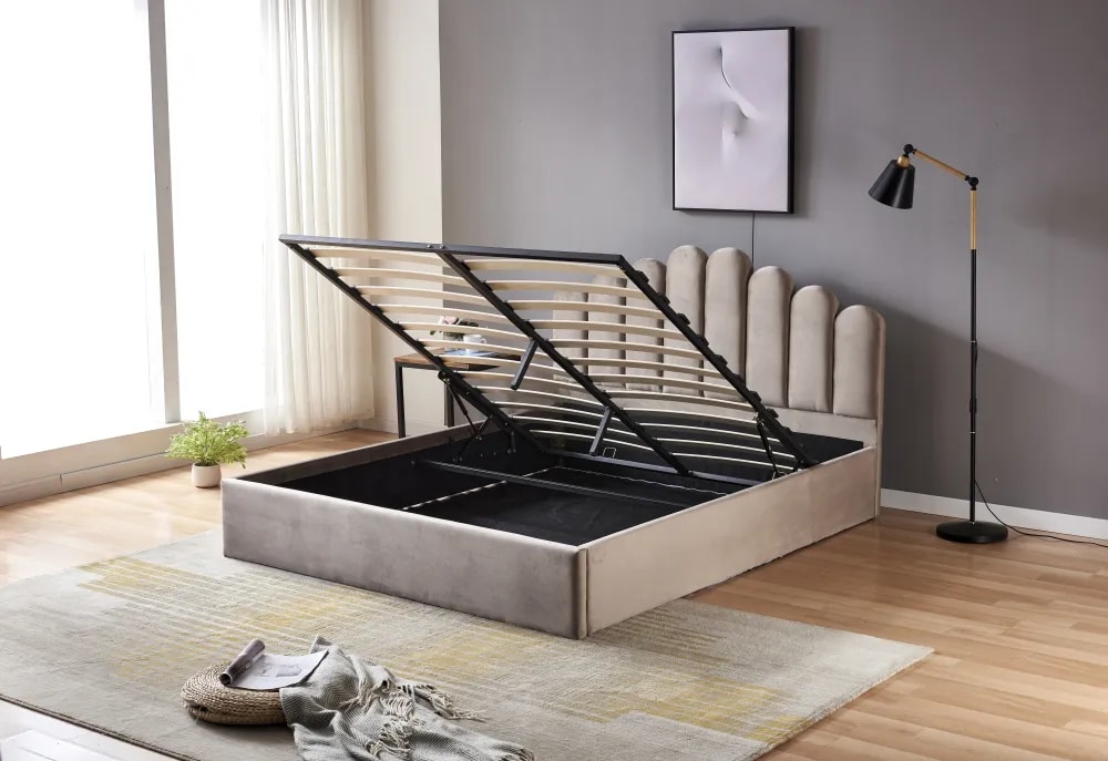 Lit coffre 2 places 140x190 cm DOHA sommier coffre intégré