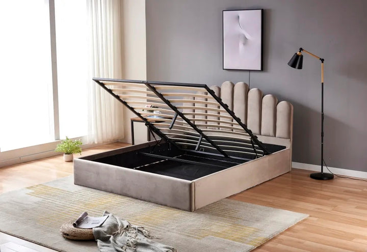 Lit coffre 2 places 140x190 cm DOHA sommier coffre intégré