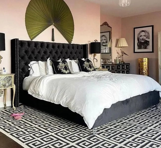 Lit double 140X190 cm PRINCESSE velours sommier inclus