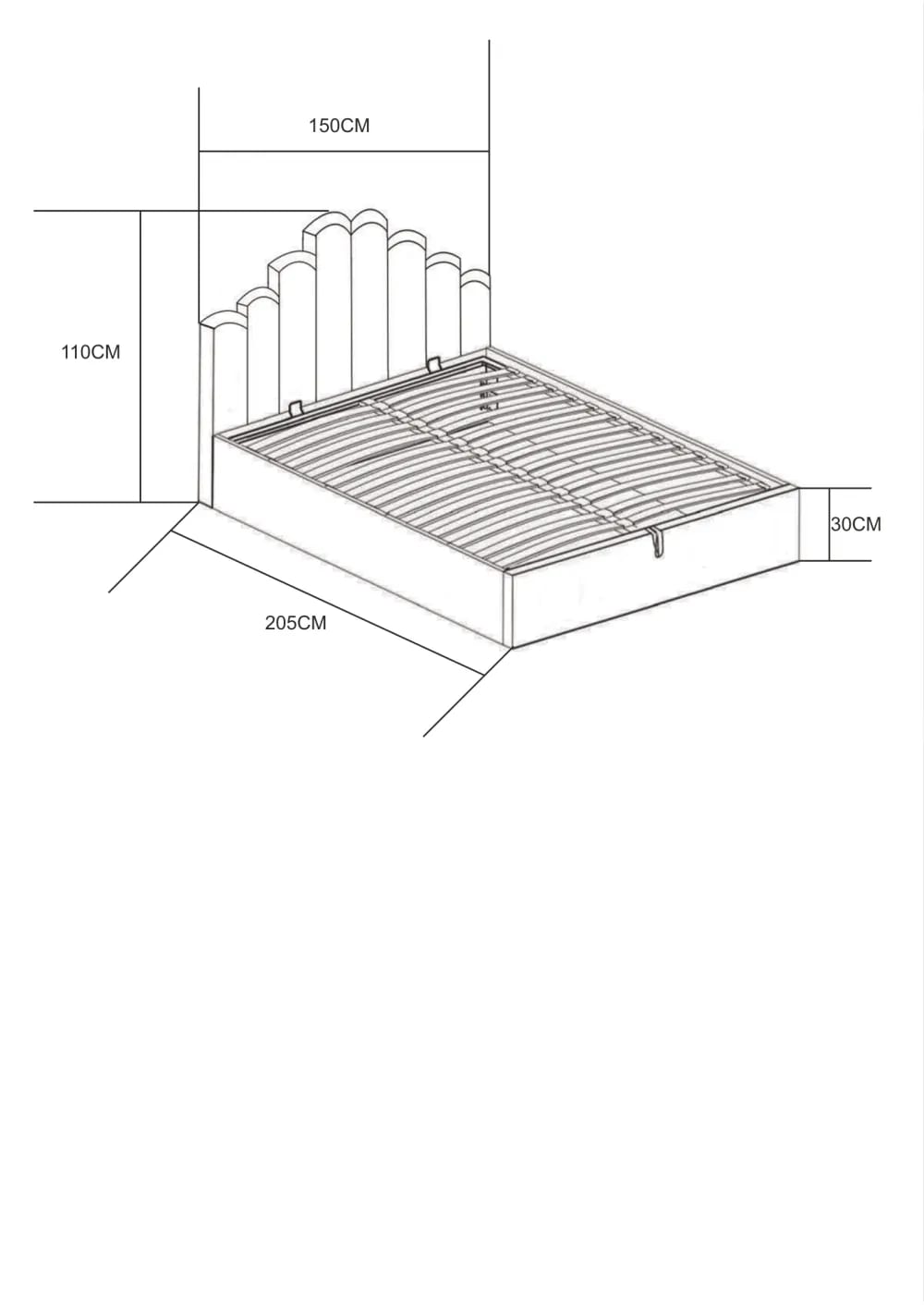 Lit coffre 2 places 140x190 cm DOHA sommier coffre intégré