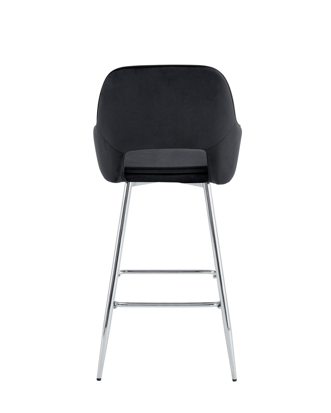 TABOURET DE BAR ATHENA PIED CHROME VELOURS NOIR