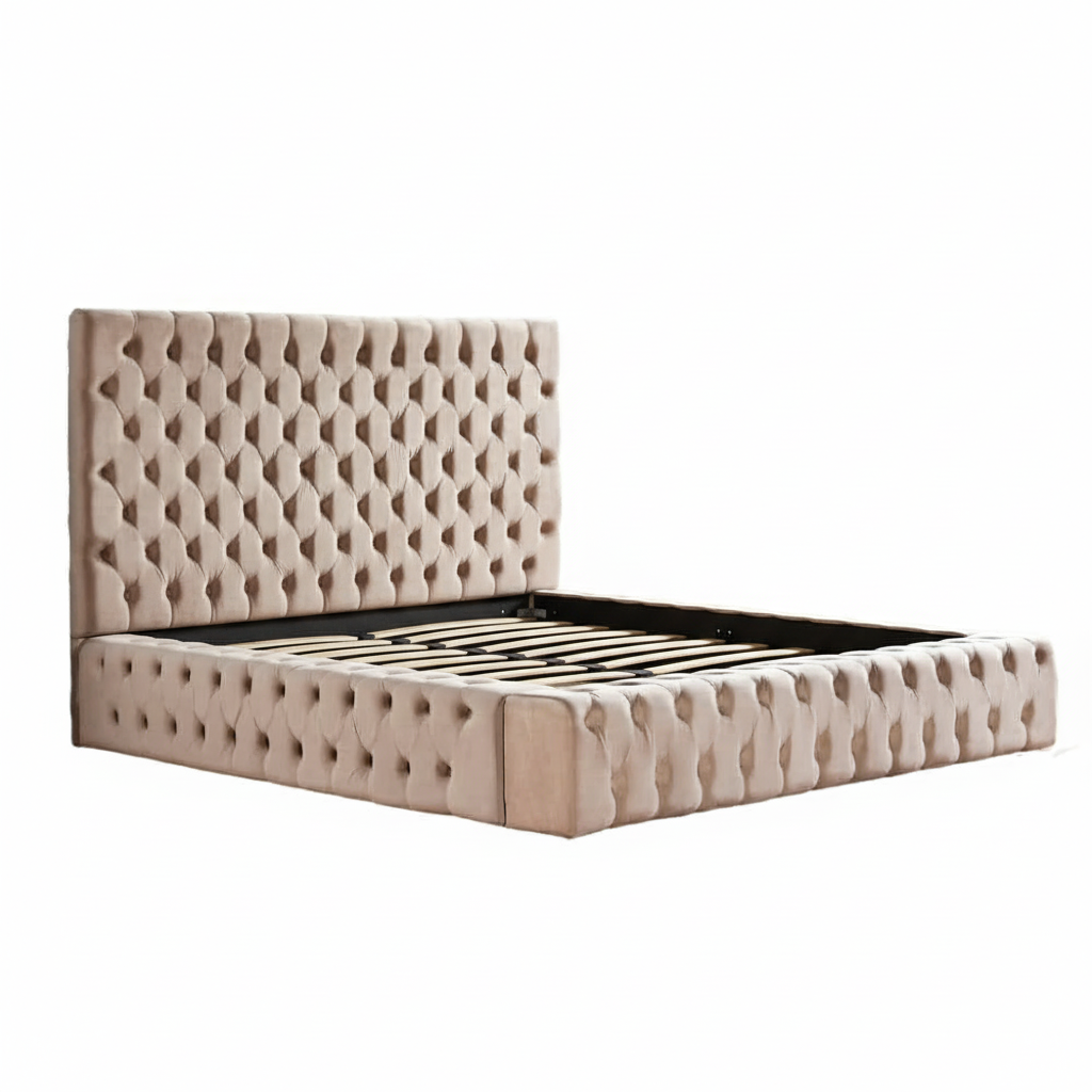 Cadre de Lit 2 places 180x200 cm ROYAL-ERM velours MOKA