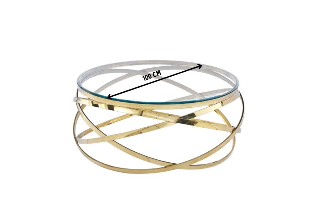 Table Basse EVOL structure Gold et plateau en verre D 100cm