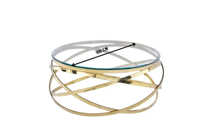 Table Basse EVOL structure Gold et plateau en verre D 100cm