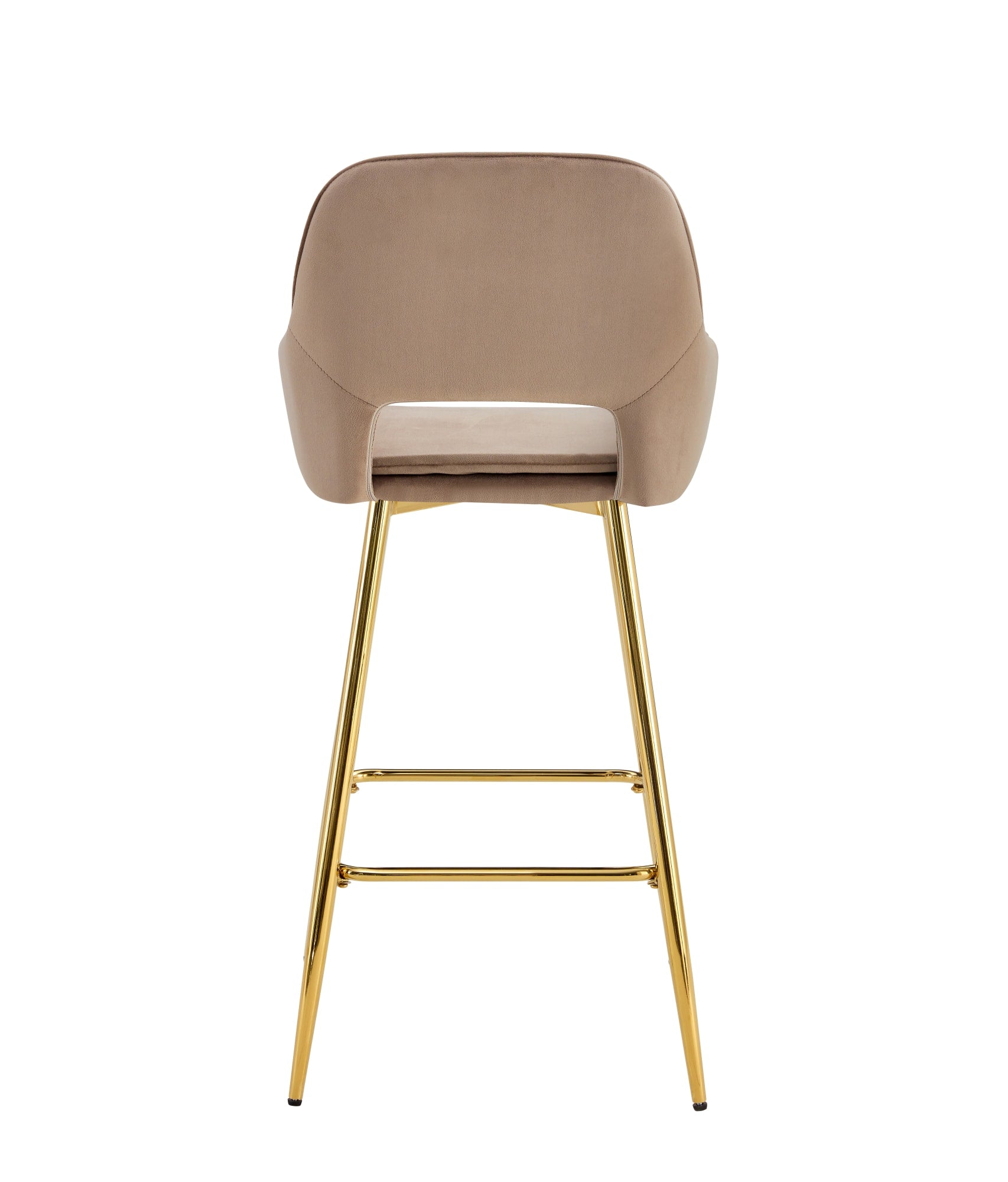 TABOURET DE BAR ATHENA PIED GOLD VELOURS TAUPE