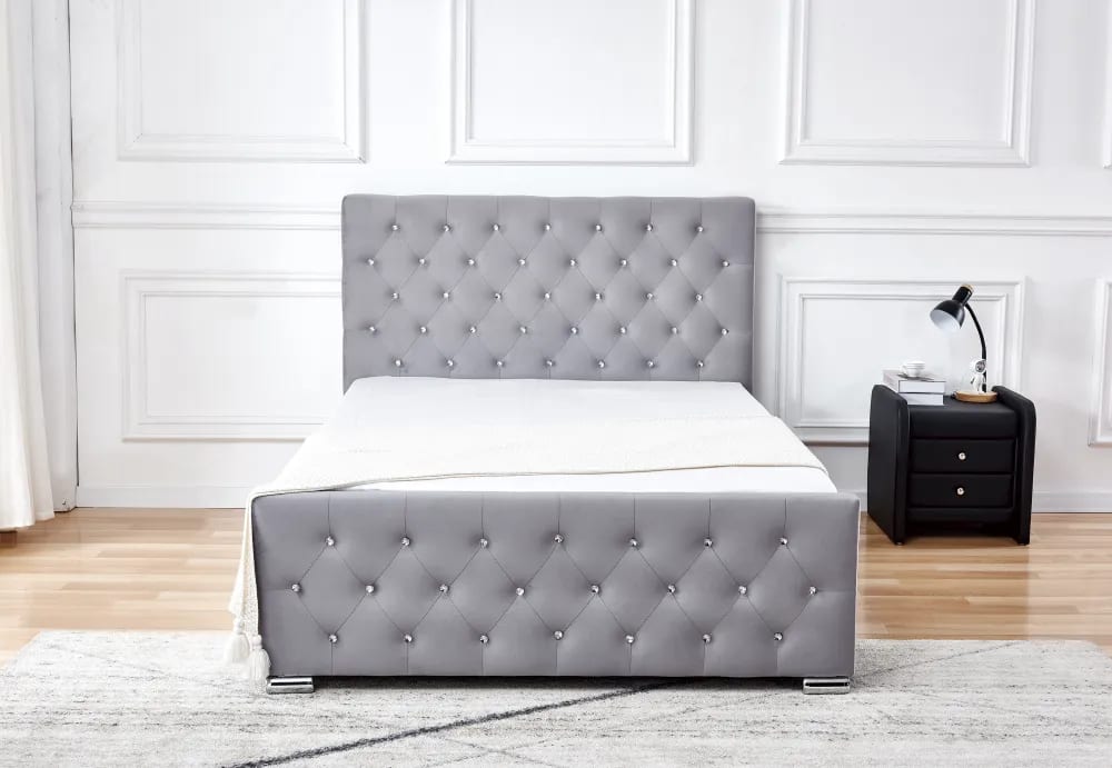 Lit 2 places 140x190 cm PRESTIGE velours  sommier inclus