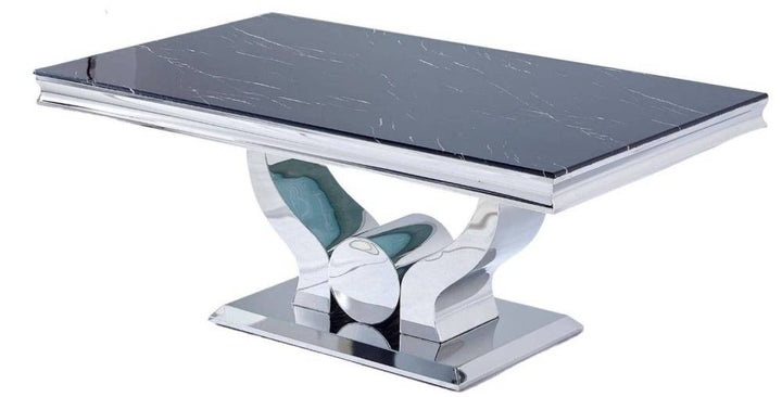 Table basse Trofy Chrome et plateau en verre 120x70 cm