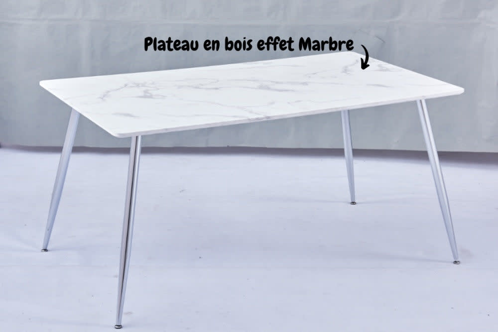 Table à manger AGNES bois effet marbré 150x90 cm