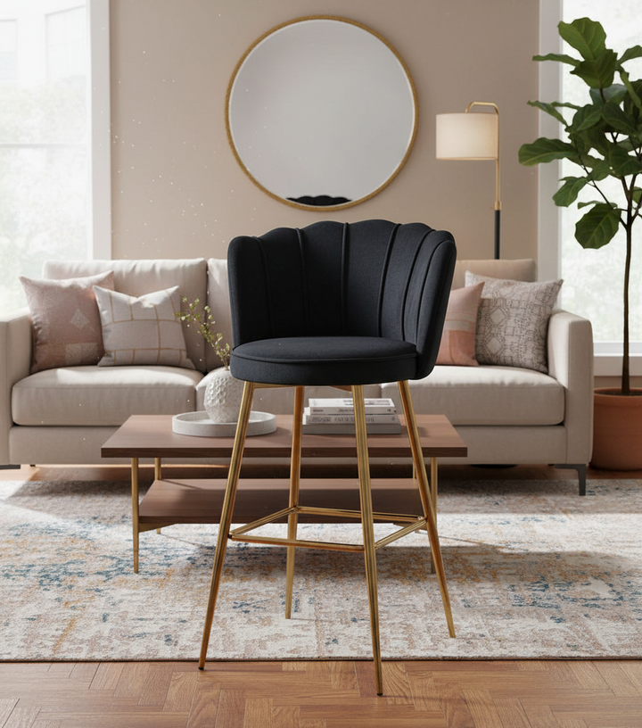 Lot de 2 tabourets de bar NYMPHEA Gold en velours