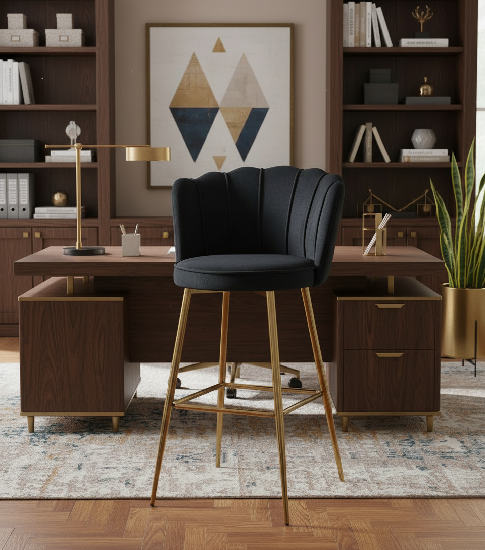 Lot de 2 tabourets de bar NYMPHEA Gold en velours