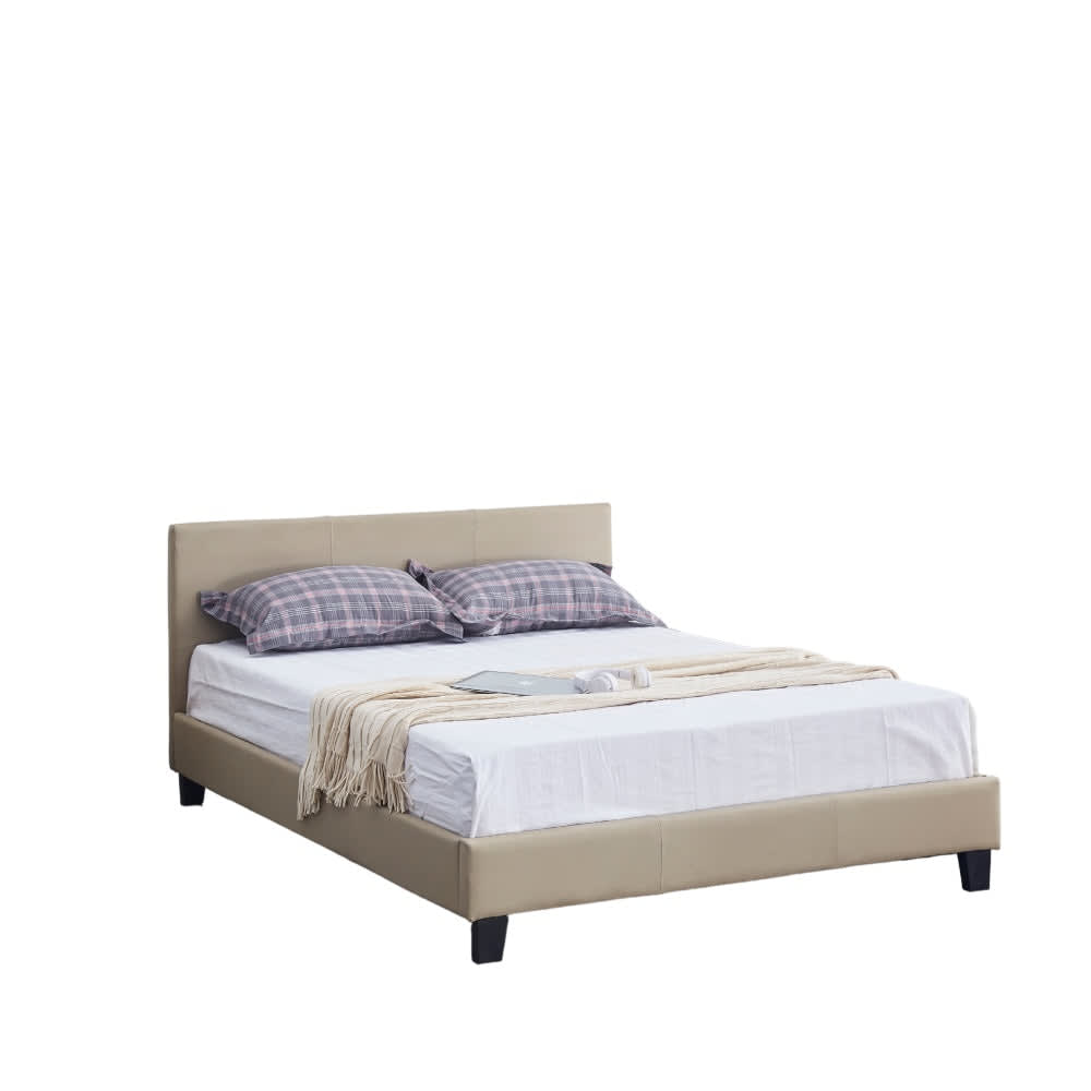 Lit 2 places 140x190 cm MELBOURNE simili cuir avec sommier intégré