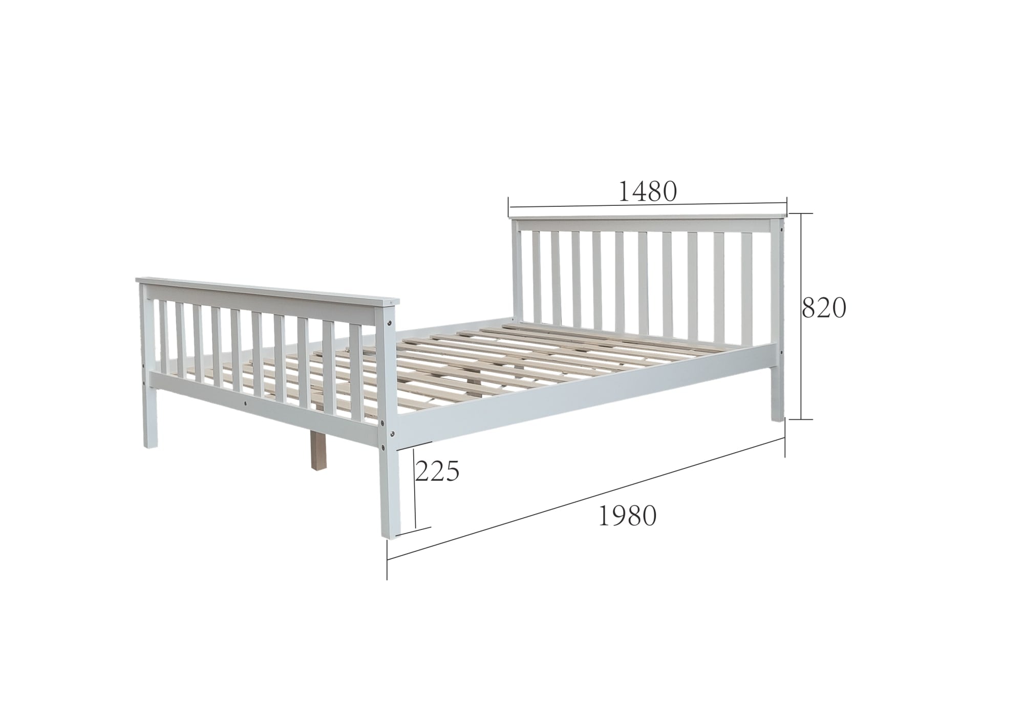 LIT EBATNA EN BOIS BLANC 140x190cm