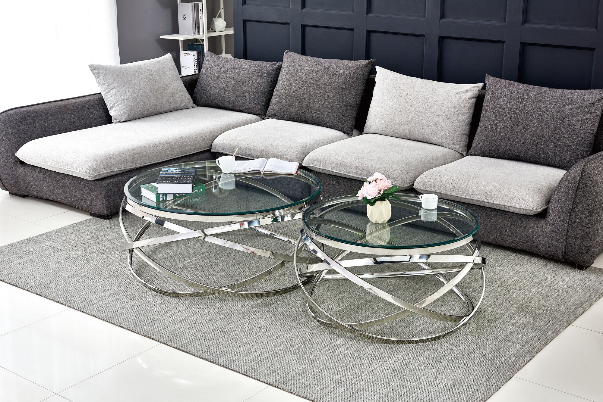 TABLE BASSE EVOL CHROME TRANSPARENT 60 CM