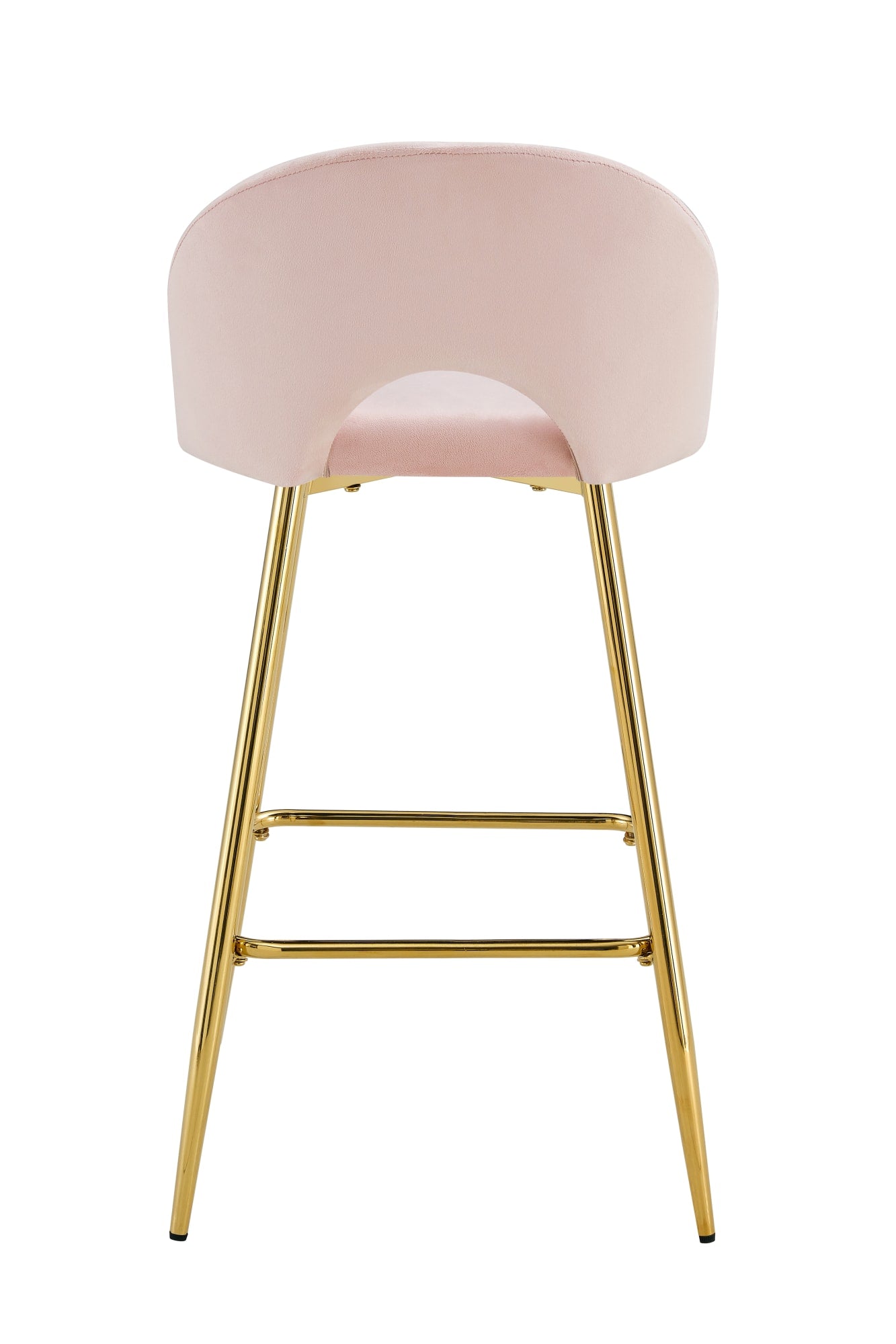 TABOURET DE BAR TEDDY PIED GOLD VELOURS ROSE