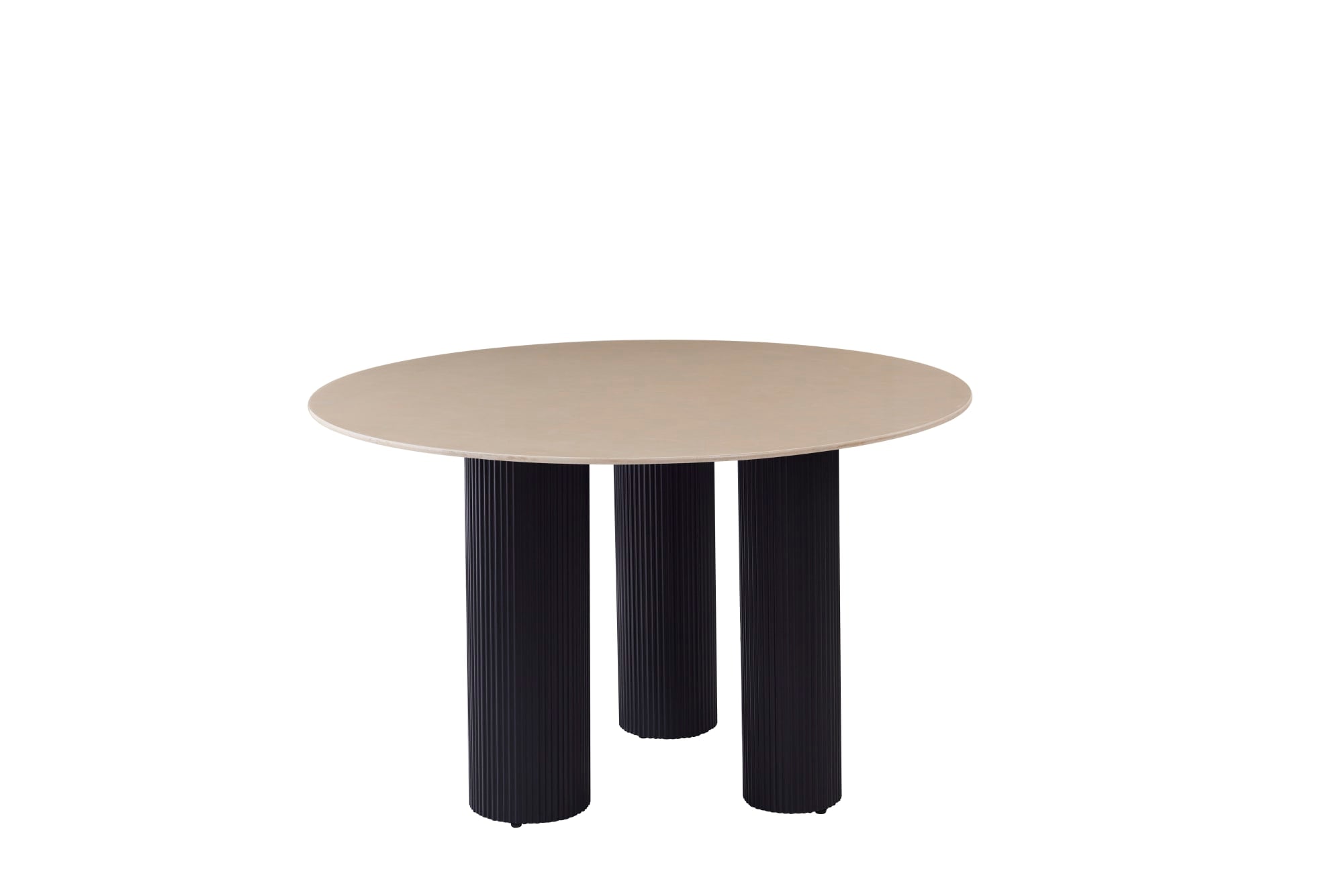 TABLE REPAS ANAÏS PIEDS NOIR PLATEAU CERAMIQUE BEIGE BRILLANT 120CM