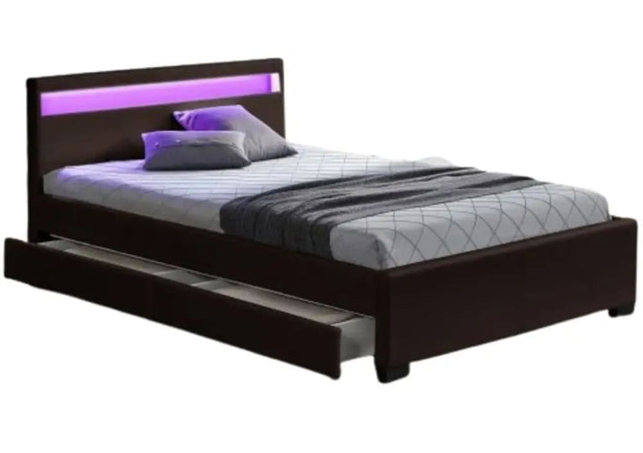 Lit adulte 160x200 cm TIROIRS et LED sommier inclus