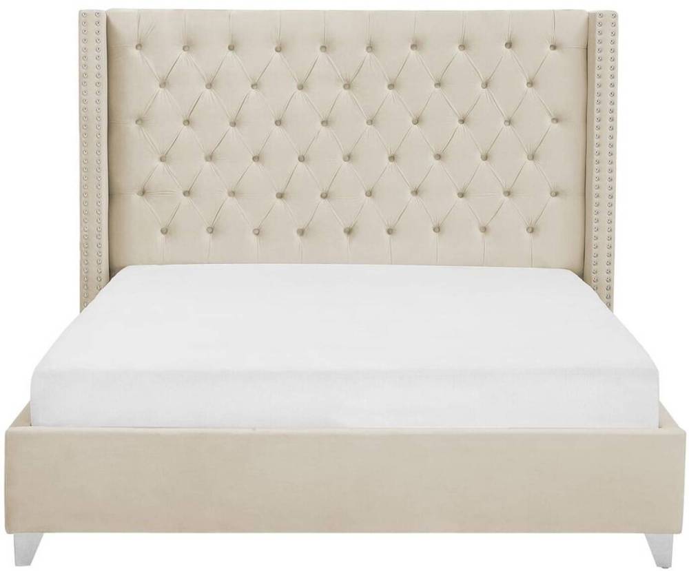 Lit double 140X190 cm PRINCESSE velours sommier inclus